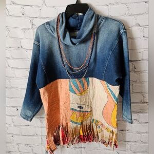 UPCYCLED Denim/Kantha Top M/L